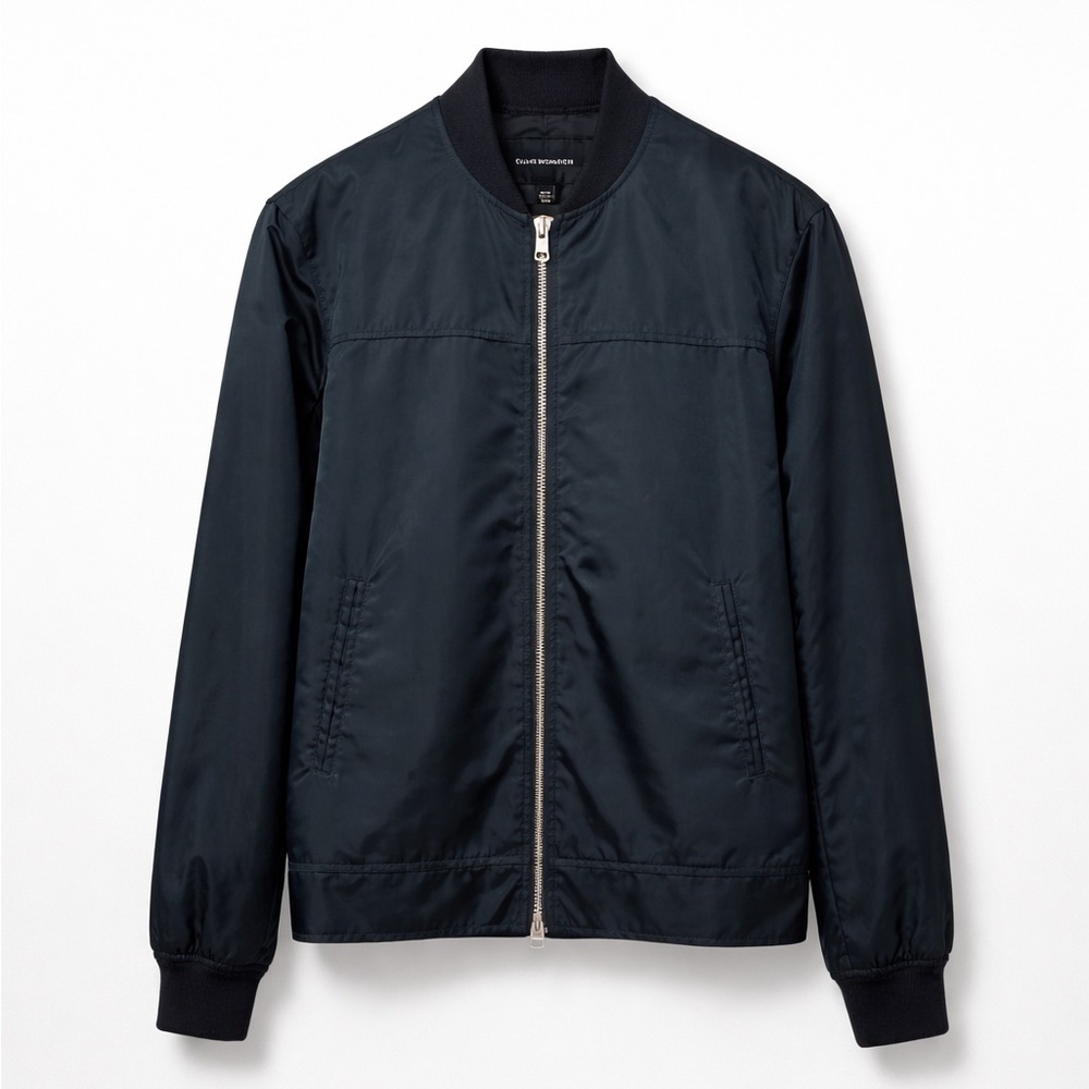 Club Monaco MA-1 Bomber Jacket Men’s Small Minimalist Nylon Zip Deep Green